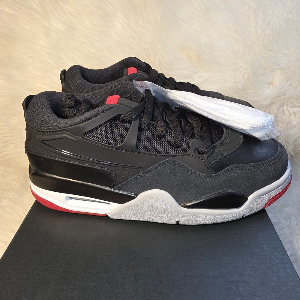 Air Jordan 4 RM GS Black Cement 5Y Women 6.5 Black Red FQ7938-061
